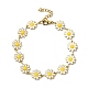 Ion Plating(IP) Enamel Flower Link Chain Bracelet(BJEW-C023-03G)-1