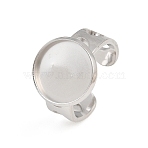 Hollow Heart 304 Stainless Steel Cuff Ring Components, Round Pad Ring Setting, Stainless Steel Color, 7mm, US Size 8 1/2(18.5mm), Tray Size: 14mm(SA-CBA82C8-02D-P)