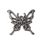 Plating Alloy Pendants, Cadmium Free & Lead Free, Butterfly, Black, 23.5x25x2mm, Hole: 1.6mm(PALLOY-S186-05EB)