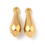 Ion Plating(IP) 304 Stainless Steel Pendants, Teardrop Charm, Real 18K Gold Plated, 22x7.5x7.5mm, Hole: 2mm(X-STAS-N103-123G)