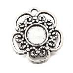 Tibetan Style Alloy Pendant Cabochon Settings for Enamel, Antique Silver, Flower, 17x16x2mm, Hole: 1.8mm, Tray Size: 6mm, 885pcs/1000g(FIND-D042-09A-AS)