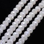10mm White Abacus Electroplate Glass Beads(X-EGLA-F047A-01AB)