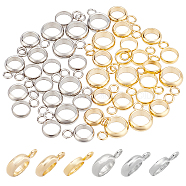 ARRICRAFT 60Pcs 6 Styles 304 Stainless Steel Tube Bails, Loop Bails, Ring Bail Beads, Golden & Stainless Steel Color, 8~10x5.5~7x1.5~2.5mm, Hole: 1.8~2mm, 10pcs/style(STAS-AR0001-27)