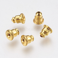 Brass Ear Nuts, Earring Backs, Bell, Golden, 5.5x4.8mm, Hole: 1.2mm, Fit For 0.8~0.9mm Pin(FIND-P029-03G)