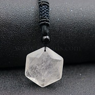 Natural Quartz Crystal Pendant Necklaces, Hexagon, 20.08~31.50 inch(51~80cm)(PW-WG41900-02)