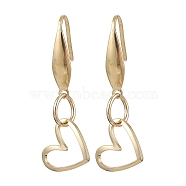 316 Surgical Stainless Steel Dangle Earrings, Brass Charm Jewelry for Women, Heart, 36.5x13mm(EJEW-JE05626-01)