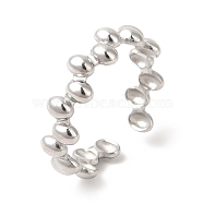 304 Stainless Steel Oval Wrap Open Cuff Ring for Women, Stainless Steel Color, US Size 6 3/4(17.1mm)(RJEW-E063-15P-02)
