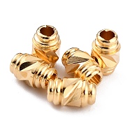 Brass Beads, Long-Lasting Plated, Barrel, Real 24K Gold Plated, 6x4mm, Hole: 1.8mm(KK-O133-314A-G)