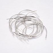 C Shape Curved Needles, Hair Weaving Needle, For Wig Making, Platinum, 44mm, Pin: 1.2mm, hole: 0.8x5.5mm, about 25pcs/bag(X-TOOL-WH0116-01A-P)