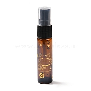 Glass Spray Bottles, Fine Mist Atomizer, with Plastic Dust Cap & Refillable Bottle, with Fortune Cat Pattern & Chinese Character, Sienna, 2x9.6cm, Hole: 9.5mm, Capacity: 10ml(0.34fl. oz)(MRMJ-M002-03A-02)