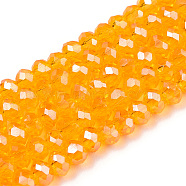 Electroplate Glass Beads Strands, Pearl Luster Plated, Faceted, Rondelle, Orange, 2.3~2.7x2mm, Hole: 0.4mm, about 150~155pcs/strand, 32~33cm(EGLA-A044-T1mm-A05)