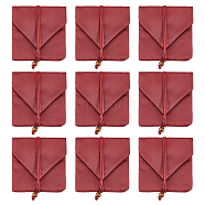 Cloth Jewelry Gift Pouches, Jewelry Storage Bags with Ribbon, Rectangle, Dark Red, 10x9.2x0.7cm(ABAG-WH0045-09A)