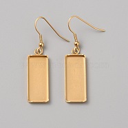 304 Stainless Steel Dangle Earring Finding, Rectangle, Golden, 49.5x11mm, Inner Diameter: 25.5x10mm, Pin: 0.8mm(STAS-WH0016-65G)