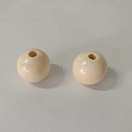 Undyed Wood Beads, Round, Linen, 19x17.5mm, Hole: 4~5mm(WOOD-TAC0014-08)