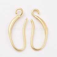 Brass Earring Hooks, with Horizontal Loop, Long-Lasting Plated, Real 18K Gold Plated, 21x9x1.5mm, Hole: 2mm, Pin: 0.7x0.8mm(X-KK-F714-06G)