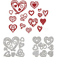 Valentine's Day Heart Carbon Steel Cutting Dies Stencils, for DIY Scrapbooking, Photo Album, Decorative Embossing Paper Card, Stainless Steel Color, 99x96x0.8mm, 2pcs/set(DIY-WH0309-1554)