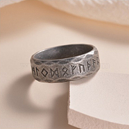 Viking Rune Titanium Steel Finger Rings for Men, Antique Silver, 8mm, US Size 6(16.5mm)(WGDF4AB-50)