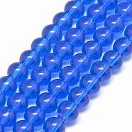 6mm Round Glass Spacer Beads Strands, Royal Blue, 6mm, Hole: 1mm, about 50pcs/strand, 13 inch(X-GR6mm22Y)