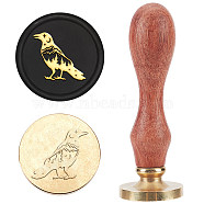 Wax Seal Stamp Set, Sealing Wax Stamp Solid Brass Head,  Wood Handle Retro Brass Stamp Kit Removable, for Envelopes Invitations, Gift Card, Raven Pattern, 83x22mm(AJEW-WH0208-808)