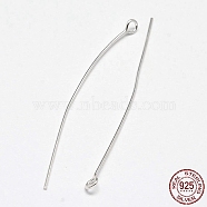 925 Sterling Silver Eye Pins, Silver, 15x0.7mm, Head: 3mm(STER-F018-02H-01)