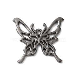 Plating Alloy Pendants, Cadmium Free & Lead Free, Butterfly, Black, 23.5x25x2mm, Hole: 1.6mm(PALLOY-S186-05EB)