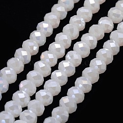 1 Strand Electroplate Opaque Solid Color Crystal Glass Rondelle Beads Strands, Faceted, AB Color Plated, White, 10x7mm, Hole: 1mm, about 70pcs/strand, 20 inch(X-EGLA-F047A-01AB)