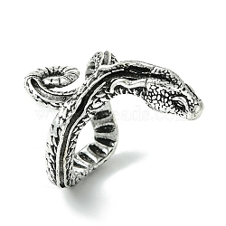 Snake Alloy Wrap Open Cuff Rings, Lead Free & Cadmium Free, Antique Silver, 29mm, Inner Diameter: 18mm(RJEW-K275-69AS)