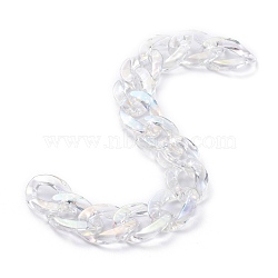 Handmade Transparent Acrylic Cable Chains, Twisted Chains, Clear AB, Link: 23x17x3.5mm, about 39.37 inch(1m)/strand(AJEW-JB00809)