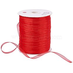 Organza Ribbon, Galloon, Red, 1/4 inch(6mm), 500yards/Roll(457.2m/Roll)(ORIB-BC0001-02F)