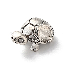 Alloy Rhinestone European Beads, Large Hole Beads, Tortoise, Antique Silver, 15x9.5x7mm, Hole: 4.5mm(MPDL-R050-04AS)