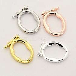 Brass Shortener Clasps, Twister Clasps, Oval Ring, Mixed Color, 17x13x2mm(KK-M004-04)