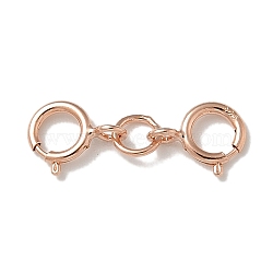 S925 Sterling Silver Double Spring Ring Clasps, Rose Gold, 16x6x1mm(STER-R003-07RG)