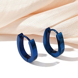 304 Stainless Steel Polishing Effect Hoop Earrings, Ion Plating(IP), Blue, 15.5x13x3mm(EJEW-M001-38A)