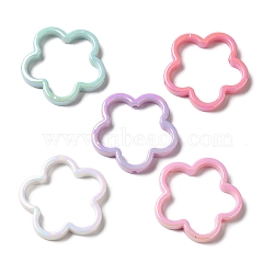 UV Plating Acrylic Beads Frame, Iridescent, AB Color, Flower, Mixed Color, 42.5x41x4.5mm, Hole: 2mm(MACR-A010-03)