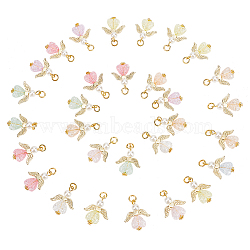 Elite 30Pcs Transparent Acrylic Pendants, with Alloy Wing Beads & ABS Plastic Imitation Pearl Round Beads & Jump Ring, Angel, Mixed Color, 28mm, Hole: 4mm, Pendant: 24.5x20x6mm, Ring: 6x1mm(FIND-PH0008-05)