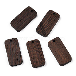 Natural Wenge Wood Pendants, Undyed, Rectangle Charms, Coconut Brown, 27x13x3.5mm, Hole: 2mm(WOOD-T023-34)