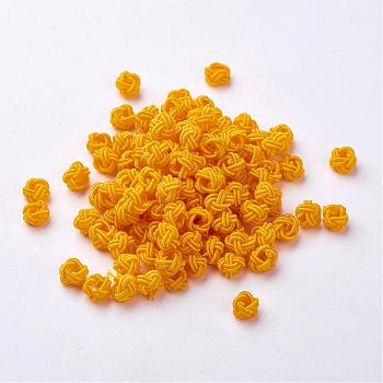 Polyester Weave Beads, Round, Gold, 6x5mm, Hole: 4mm, about 200pcs/bag