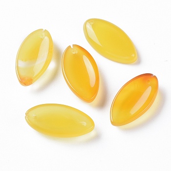 Natural Yellow Agate Pendants, Leaf, 21x11x4mm, Hole: 0.8mm