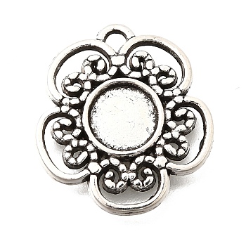 Tibetan Style Alloy Pendant Cabochon Settings for Enamel, Antique Silver, Flower, 17x16x2mm, Hole: 1.8mm, Tray Size: 6mm, 885pcs/1000g