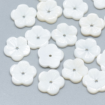 Freshwater Shell Beads, Flower, Seashell Color, 10x10x2mm, Hole: 1mm