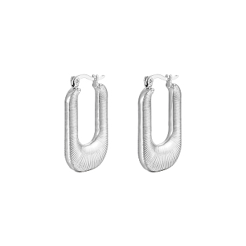 French Retro Stainless Steel Geometric U-Shaped Striped Earrings for Women.