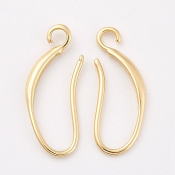 Brass Earring Hooks, with Horizontal Loop, Long-Lasting Plated, Real 18K Gold Plated, 21x9x1.5mm, Hole: 2mm, Pin: 0.7x0.8mm