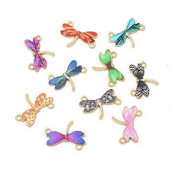 Alloy Enamel Links Connectors, Dragonfly, Mixed Color, Golden, 23x17x1.8mm, Hole: 1.8mm