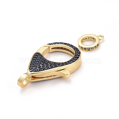 Brass Micro Pave Cubic Zirconia Lobster Claw Clasps(ZIRC-K081-95G-01)-2
