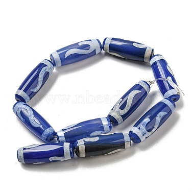Brins de perles dzi de style tibétain bleu(TDZI-NH0001-B07-01)-3