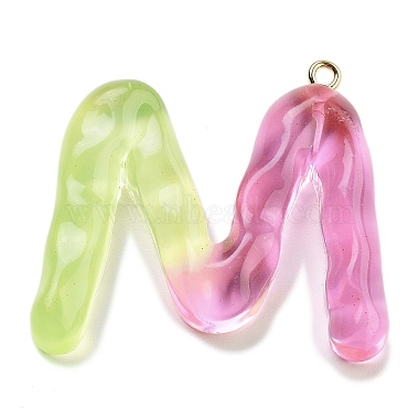 Platinum Hot Pink Letter M Resin Pendants