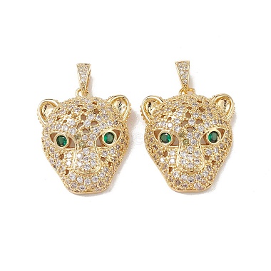 Real 16K Gold Plated Green Leopard Brass+Cubic Zirconia Pendants