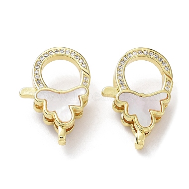 Real 18K Gold Plated Clear Leaf Brass+Cubic Zirconia Lobster Claw Clasps