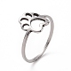 201 Stainless Steel Paw Print Finger Ring(RJEW-J051-25P)-1