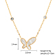 Natural Shell Butterfly Pendant Necklace with Cubic Zirconia(KA9286-2)-2